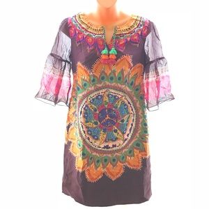 Gypsy Bohemian Phoebe Tassel Boho Silk Dress